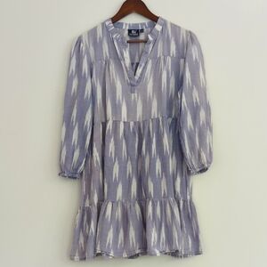 New Directions Lavender Ikat Tiered Dress